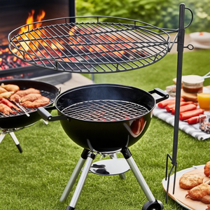 Parrilla Redonda Resistente para Fogatas con Altura Ajustable y <span class=keywords><strong>Estaca</strong></span> para el Suelo, para Acampar al Aire Libre, Cocinar y Asar a la Parrilla - Product Image 5