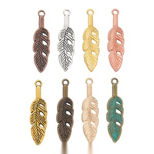 Pendentif ajouré en forme de plume, en alliage d'argent antique, à boucle unique, pour franges de attrape-rêves bohèmes - Product Image 1