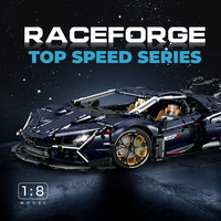 1:8 Starry Blue 3851PCS Building Blocks Toys Supercar Model, Technical Race Car Kit with Optional RC Upgrade for Collectors