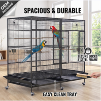 Cage à oiseaux en métal haut de gamme, pliable, grande cage pour perroquets, avec plateau coulissant profond et roues silencieuses à 360°, idéale pour les voyages