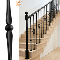 En gros, Balustre d'escalier en fer forgé classique et simple, en métal, finition Or blanc et Noir, forme ovale et carrée fendue, 1/2 pouce, pour rampe d'escalier