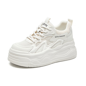 Nouvelle Collection Printemps 2026 : Baskets Blanches à Semelle Épaisse et Bout Rond pour Femmes de Petite Taille, Rehaussant la Silhouette, Style Sophistiqué - Product Image 2