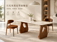 Table à manger moderne de luxe 3m avec plateau en marbre artificiel et base en bois de frêne massif pour la maison et la cuisine