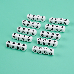 <span class=keywords><strong>Cadena</strong></span> de <span class=keywords><strong>Chupete</strong></span> con <span class=keywords><strong>Nombre</strong></span> Personalizado DIY de 12 mm, Cuentas de <span class=keywords><strong>Silicona</strong></span> con Números del 0 al 9 para Bebés - Product Image 1