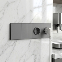 BENDI C8 Interrupteur mural modulaire gris en gros d'usine, prise standard russe/UE 1/2/3 gangs IP20 pour prise de courant Schuko compatible application