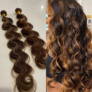 12A Double Drawn Vietnam cheveux Highlight Color Bundles de cheveux humains Body Wave Hair Weave Mixed Color # P4m27 Piano Color Bundles