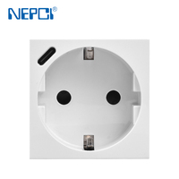 Enchufe de Pared Estándar Alemán con Carga USB Tipo-C de 15W, 250V 16A, Módulo de 45x45mm con Terminales de Cableado Rápido