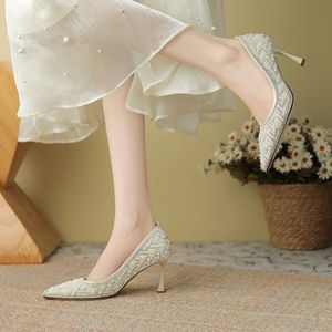 Babouches de luxe 7 cm à talon perlé pour mariage et soirée, chaussures à talon mule - Product Image 6