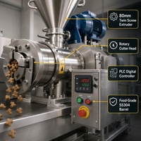 Ligne de production complète de nourriture pour animaux de compagnie, extrudeuse automatique efficace en acier inoxydable 304 CE PLC pour aliments secs et humides pour chiens et chats