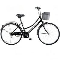 Vélo de ville pour trajets urbains, 24 pouces, simple vitesse, cadre en acier haute teneur en carbone avec panier, pneus antidérapants, vélo de ville sur route