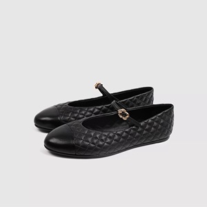 Mùa thu mới kim cương kiểm tra khối màu giày thủ công với ngón chân tròn nông trượt trên phẳng và một từ hương thơm cho mùa hè - Product Image 1