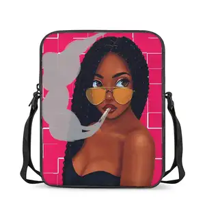 Groothandel tassen vrouwen sling schouder zwart-Messenger Bag Custom Logo Zwarte Kunst Afrikaanse Meisje Patroon 2020 Nieuwe Messenger Bag Vrouwen Sling Bag Schouder