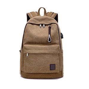 Unisex Vintage Style <b>Canvas</b>, Travel <b>Backpack</b> Usb Charging Port Waterproof Laptop Carrying System Zipper Shoulder Strap Handle/ - Product Image 3