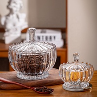 Wholesale Sugar Bowl Lotus Glass Candy Jar with Packaging Box for Food Storage Home Decoration