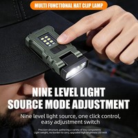Lampe torche LED rechargeable EDC à 9 modes, torche de poche, tête réglable à 180°, clip à 360°, portable, inspection, réparation, camping, urgence