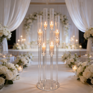 Candelabro Acrílico <span class=keywords><strong>de</strong></span> 8 Brazos, Centro <span class=keywords><strong>de</strong></span> Mesa Acrílico Ideal para Decoración <span class=keywords><strong>de</strong></span> Fiestas - Centro <span class=keywords><strong>de</strong></span> Mesa para Bodas - Product Image 1
