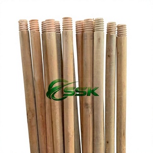 Vietnam Factory Natural Wooden <b>Broomstick</b> PVC Broom Head Varnished Wooden Flagged Bristle Easy Cleaning for Garden Home Use - Product Image 1