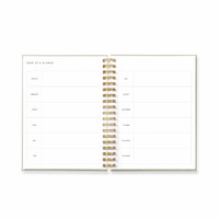 Agenda spirale A5 personnalisé, couverture en lin doré, reliure spirale, emballé dans une boîte
