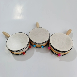 Wholesale Natural Wood Double-sided Rattle <b>Drum</b> Orff Percussion Instrument For Newborn Calming - Product Image 4