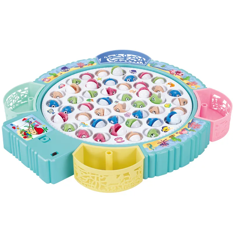 Nouveau puzzle enfants jeu de pêche en plastique aller pêcher enfants jouet parent-enfant électrique filature musique jouets de pêche pour garçon et fille