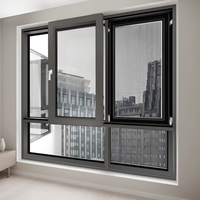 Ventanas abatibles y corredizas de aleación de aluminio con aislamiento térmico de acero inoxidable y sistema de vidrio insonorizado de puente rotto