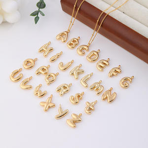 Collier en cuivre plaqué or 18 carats, lettres Hip Hop potelées, ballons à bulles, alphabet, bijoux pour hommes <span class=keywords><strong>et</strong></span> femmes - Product Image 1