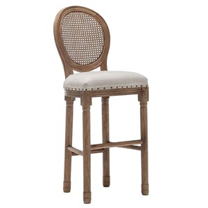 Tabouret de bar en bois massif, style campagnard américain, dossier haut, siège rembourré, durable, usage domestique, design européen - Product Image 5