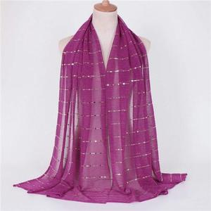 Conception personnalisée rayure paillettes miroitant foulard tête Hijab châle musulman - Product Image 2