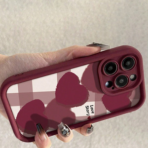 Custodia per <span class=keywords><strong>iPhone</strong></span> con Motivo a Griglia <span class=keywords><strong>Rossa</strong></span> Piccola e Raffinata, Piena di Amore, per Modelli 16 15 17 <span class=keywords><strong>Pro</strong></span> <span class=keywords><strong>Max</strong></span> 14 13 12 <span class=keywords><strong>11</strong></span>, <span class=keywords><strong>Cover</strong></span> Posteriore Antiurto - Product Image 4