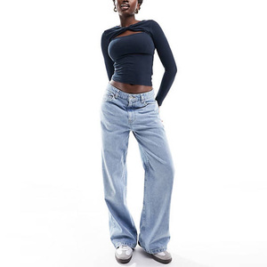 Top da donna In blu notte girocollo girocollo anteriore a maniche lunghe - Product Image 3