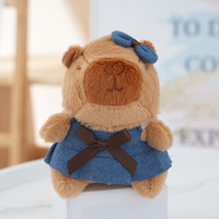 Porte-clés en peluche Capybara mignon et unique pour couple, en denim, dessin animé, mini animal en peluche doux, jouet Kawaii, pendentif Capibara, breloque de sac