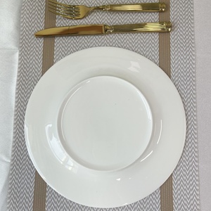 Ensemble d'assiettes en porcelaine fine du fabricant professionnel ensembles de vaisselle de style moderne géométrique vert à bords dorés - Product Image 5