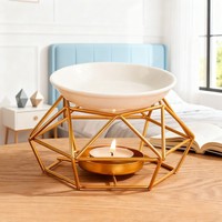 Nouveau Porte-Bougie en Métal Noir et Blanc en Forme de Nid d'Oiseau, Diffuseur d'Huiles Essentielles, Brûleur de Cire Fondue pour la Décoration de la Maison