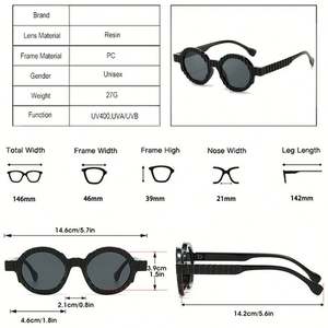 Gafas de Sol Redondas de Doble Color con Degradado Punk, Protección UV400, para Hombre y Mujer, Moda 2025 - Product Image 5
