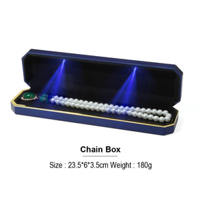 Caja de Joyería LED Octogonal EVERWIN con Marco Dorado, Diseño Sólido, Cierre de Tapa, Color Azul, para Set de Empaque de Joyería - Product Image 5