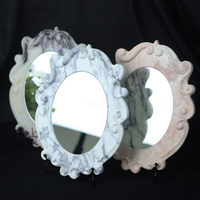 Miroir de maquillage ovale en onyx naturel avec éclairage LED, miroir de vanité en marbre pour la décoration de salle de bain d'hôtel Airbnb