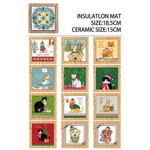 Customized Square Wood Ceramic Tile <b>Trivet</b> Heat Resistance Anti Scalding Bamboo Mat Pot Coasters Colorful Pot Mat Insulation Mat - Product Image 6