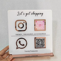 Panneau publicitaire en acrylique pour commerce, personnalisé avec code QR, pour affichage en magasin, plaque Instagram et réseaux sociaux, panneau de table