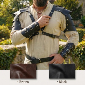Conjunto de Armadura de Hombro, Brazalete y Cinturón, Estilo Medieval, Vikingo, de Cuero PU Ajustable, para Cosplay de Guerrero, Halloween, Accesorios para Disfraces de TV y Cine - Product Image 1