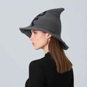 Gorro de mago de lana tejido para Halloween, gorros de bruja para adultos, accesorios de disfraz para Halloween, sombrero para fiestas, decoración de Halloween - Product Image 6