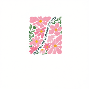 T-shirt da donna in cotone con stampa floreale 'Big Fan Of Human Rights', girocollo, manica corta, design ecologico promozionale - Product Image 3