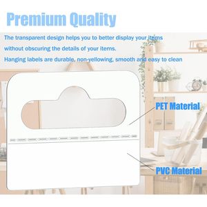 Clear Plastic Hang Tags 200 Pack Self <b>Adhesive</b> Rectangle Waterproof For Retail Store Display - Product Image 4