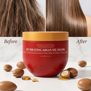 Professional Series Masque capillaire à l'huile d'argan biologique Revitalisant profond hydratant naturel pour le traitement de réparation des cheveux abîmés - Product Image 1