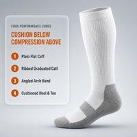 Chaussettes de compression montantes rembourrées 20-30 mmHg avec soutien de la voûte plantaire pour le sport et le soulagement de la fatigue des jambes en voyage (vente en gros)
