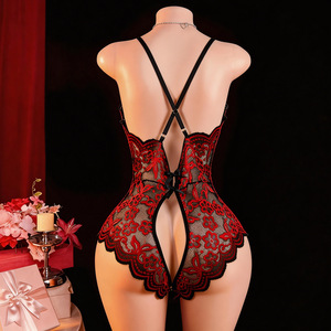 Plus-size Lingerie for Bestseller ODM Foreign Trade Lace Push-<b>up</b> <b>Open</b>-crotch No-removal Sheer Jumpsuit European - Product Image 3