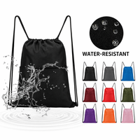 Sac à dos à cordon en nylon imperméable avec logo personnalisé, poche avant, sublimation, cordon de serrage, sac de sport, de voyage, d'école, de plein air
