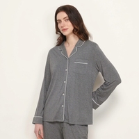 Pyjama en fibre de bambou pour femmes, manches longues, à carreaux et rayures, ensemble deux pièces avec cordon de serrage, vêtements de détente respirants, vêtements de maison