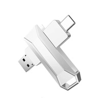 Hotsell stik foto tipe-c, Flash Drive USB c logam berputar 2.0 3.0, stik memori logam LOGO kustom