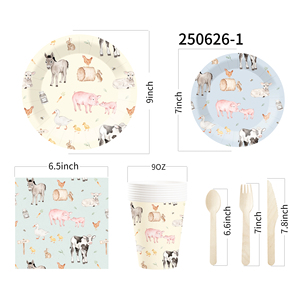 DAMAI Animal Theme Party Decoration Birthday Party <b>Disposable</b> Paper Plate Tissue <b>Tablecloth</b> with Dog Tableware Set for Kid Party - Product Image 5