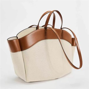 Ensemble de sacs fourre-tout <span class=keywords><strong>ZA</strong></span> 2 en 1 en toile et en cuir PU pour femmes, sac de travail pour femme de bureau, sac à main de créateur - Product Image 3